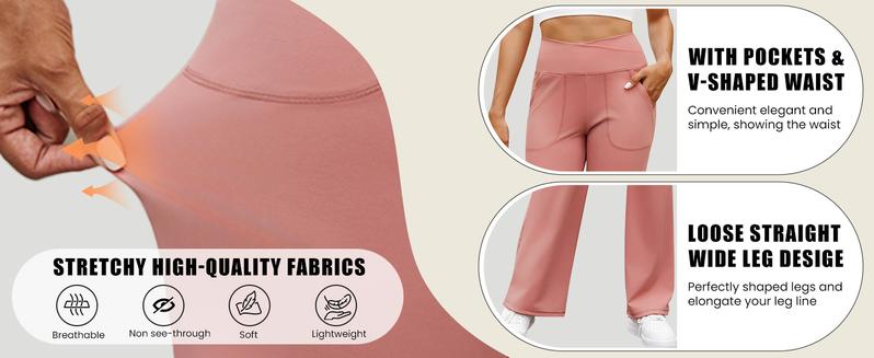 Zeagoo Yoga Sweatpants Women Loose Wide Leg Pants with Pockets High Waisted Sweatpants Stretch Casual Lounge Pants Thin New Spring 2025 Sports Bottoms