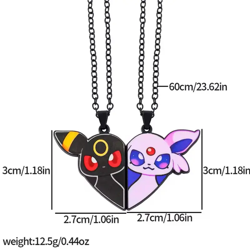 2 Piece Necklaces Combo - Umbreon Espeon Sylveon Jolteon Flareon Glaceon Vaporeon Leafeon Eevee