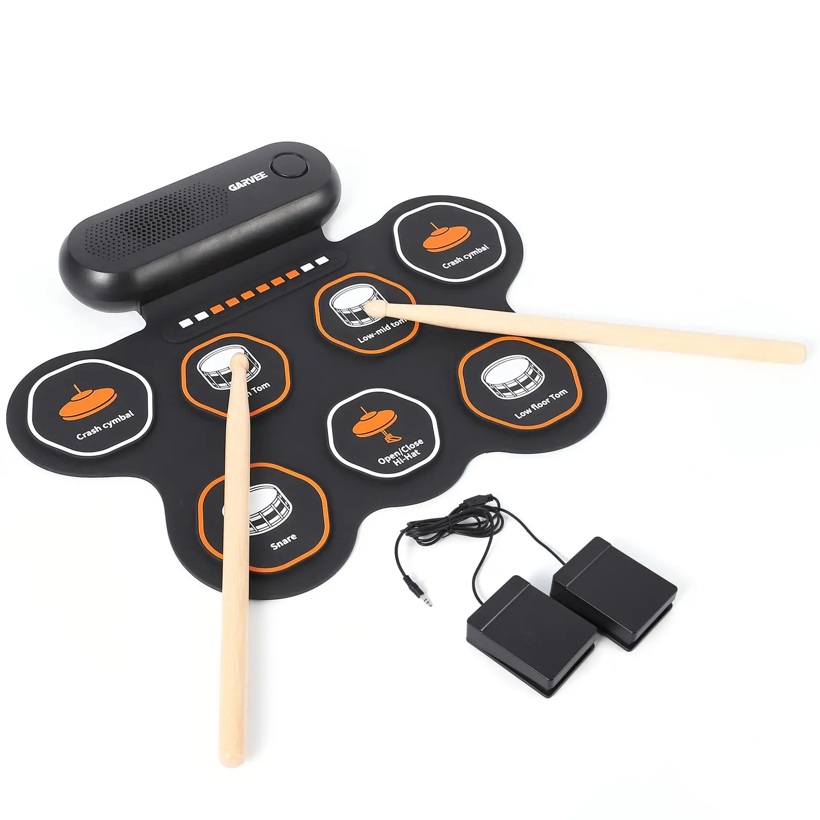 Garvee Electronic Drum Set with 7 Practice Pads, Roll-Up Drum Kit Machine Featuring Built-In Speaker, Portable and Lightweight Instrument Set Perfect for Music Practice and Holiday Gifts