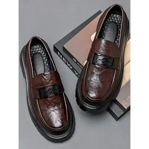 Men's Casual Solid Color Slip-on Loafers, Business Style Office Shoes Comfortable Flat Shoes for Daily Wear, Lightweight Breathable Shoes for MenGift