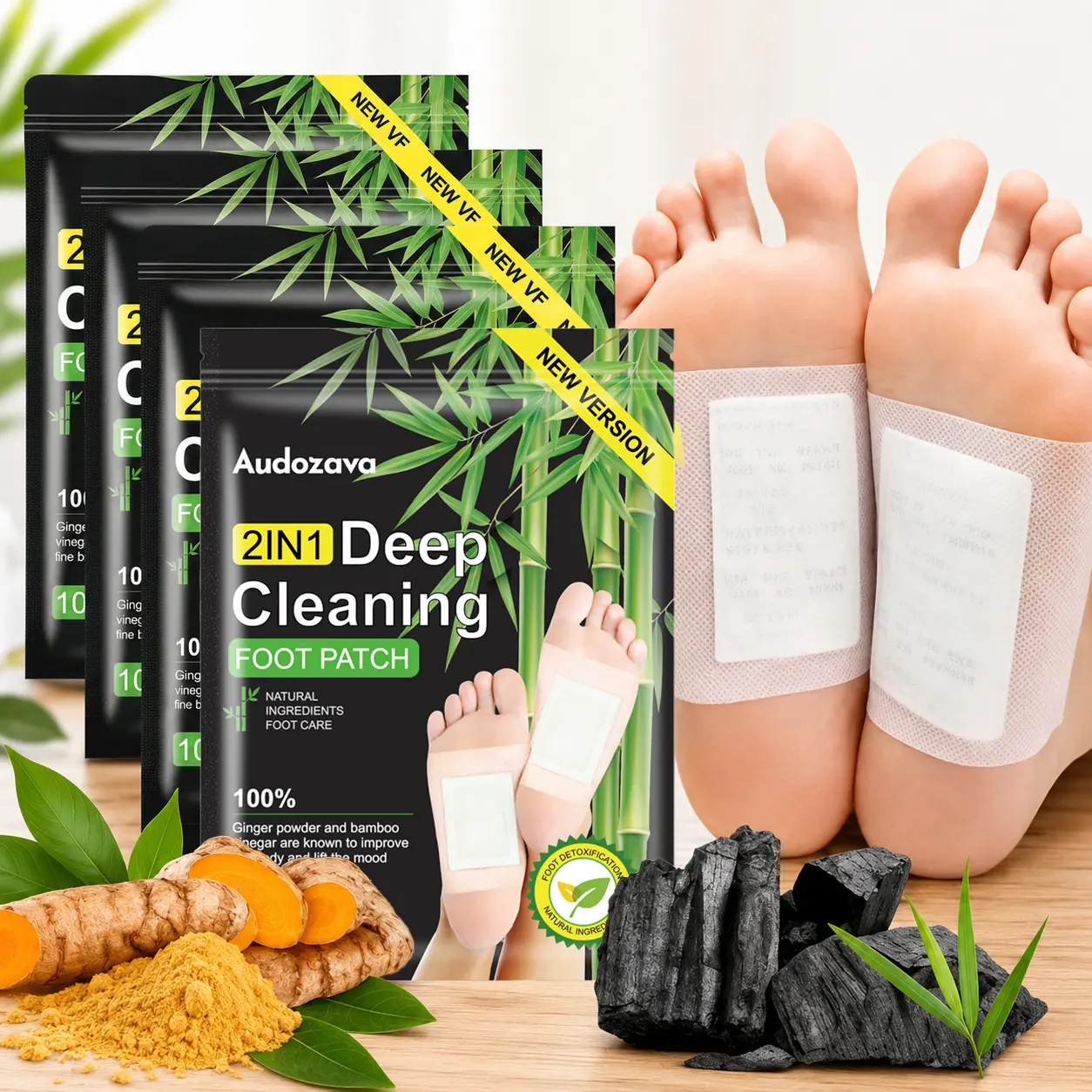 10/20/40pcs Bamboo Charcoal Foot Pads withGinger & Peppermint I Overnight Foot CarePatches for Fresh Feet, Moisture Absorption &Daily Self-Care Detox Foot Pads, Masks,Lightweight, Pack