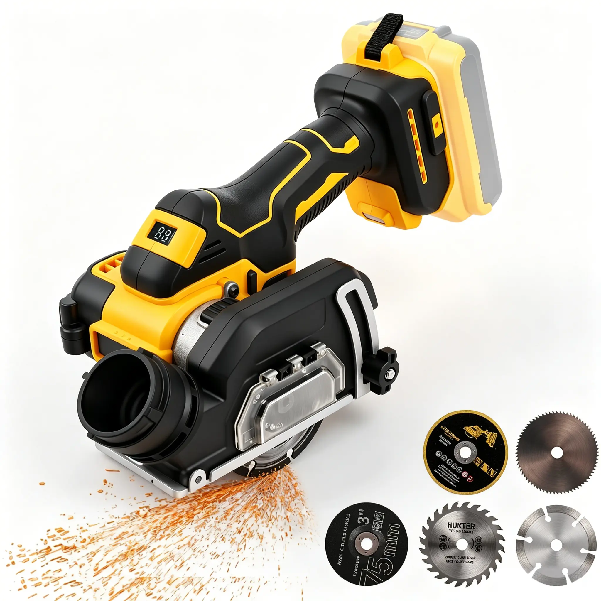 Cordless Brushless Mini Circular Saw (Brushless Rotary Saw), 3" Cut Off Tool Compatible with DeWalt 20V MAX Battery (No Battery, 18-21V, Not Applicable Without Plug), 12000RPM, Blades Included, Removable Dust Cover, Wood Cutting Tool for Metal/Wood