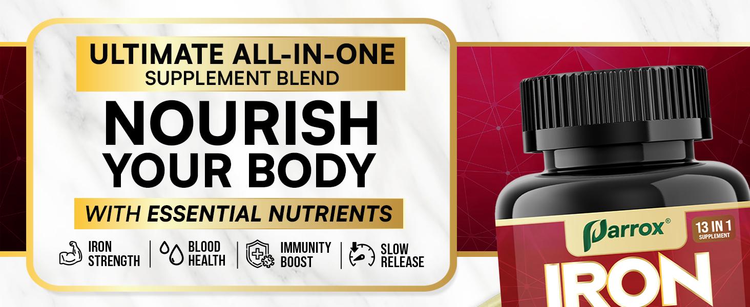 New Mom Set - Postpartum Care & Recovery Supplement - Parrox Iron Probiotics & Colostrum Dietary Supplement - Ultimate Healthcare with Vitamin C, B6 + B12 - (60 Veggie Capsules)