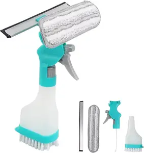 4-in-1 cleaning set, professional wiper, paired with spray bottle, suitable for simple cleaning of windows, bathroom mirrors, glass, car windshields, countertops, cleaning tools and cleaning agent kit