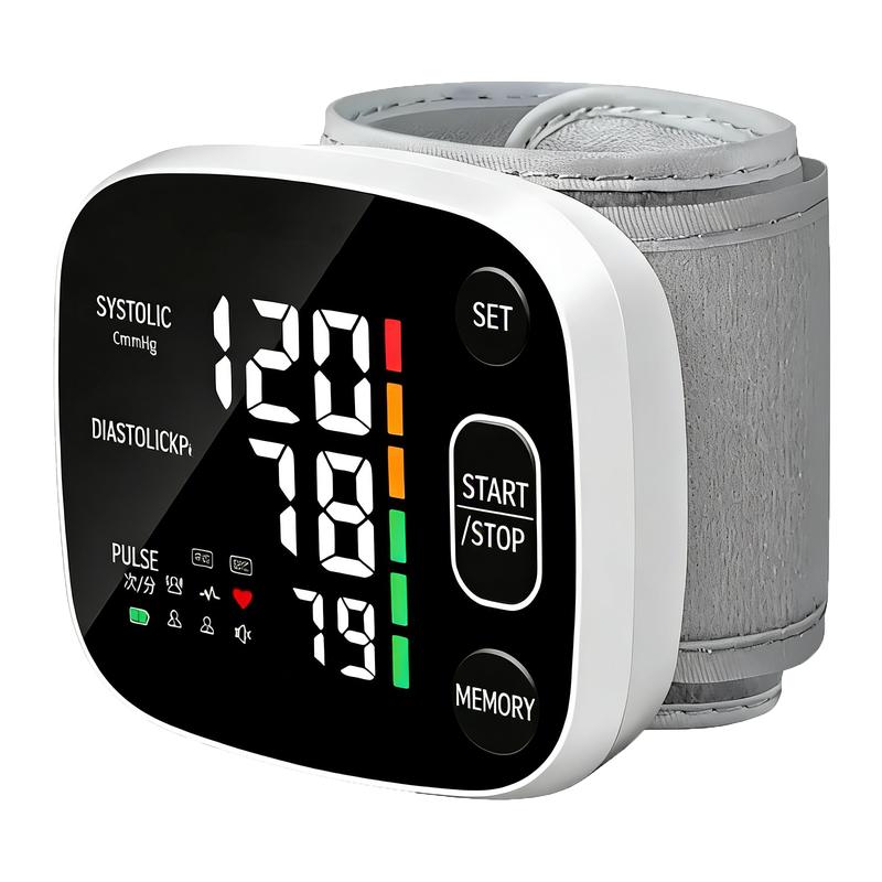 Rechargeable Wrist Blood Pressure Monitor for Home Use LED Display Voice Broadcast Touch Screen 99x2 Reading Memory with Carrying Case Portable Accurate Reading.