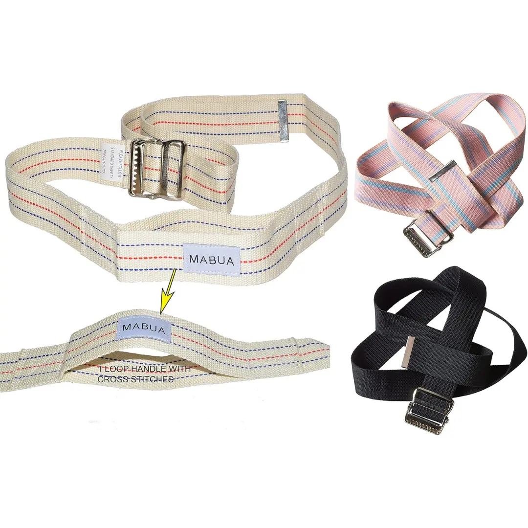MABUA Unisex Gait Belt for Seniors, Therapist-Designed Polyester-Cotton Blend (40% Cotton), Patient Aid with Safety Handles & Metal Buckle, 2 Lengths (60 in & 72 in), Polyester Blend, Two Lengths