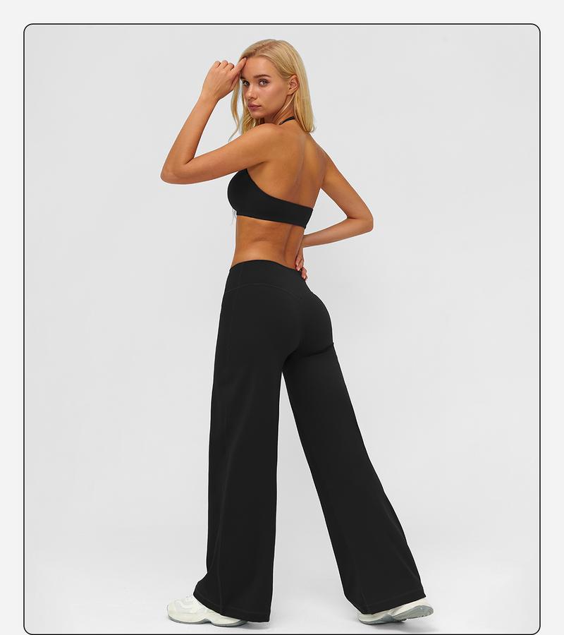 MFVIM Sporty Two-Piece Set Women's Plain Crop Cami Top & Flare Leg Pants Sports Set 78% Nylon 22% Spandex Comfy Breathable for Yoga Gym Workout Running