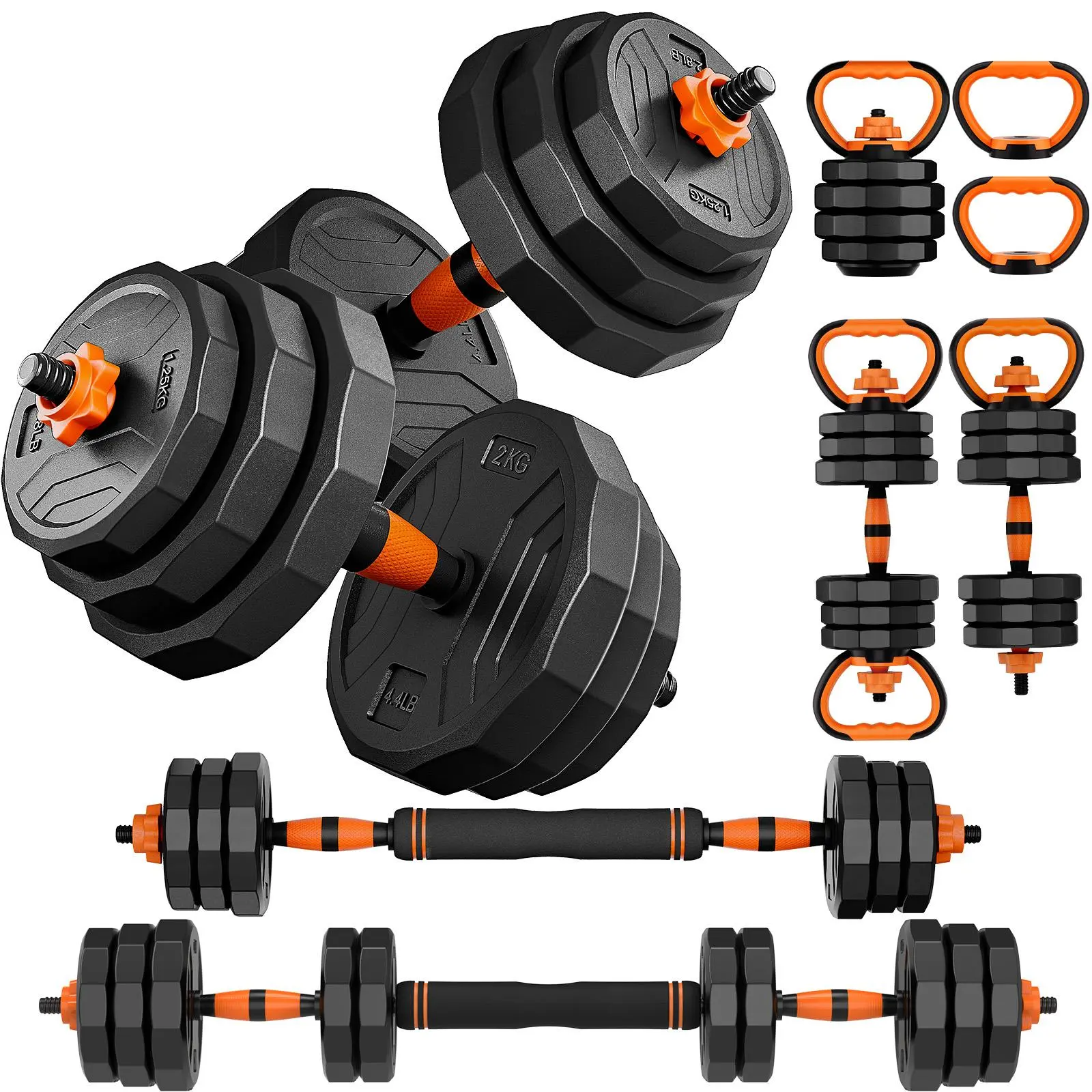 Adjustable Dumbbell Set, 44/66/88 lbs Weight Set Use as Dumbbell, Barbell, Kettlebell and Push-up Pesas Para Ejercicios en Casa, Christmas gift idea Msulti-functional Fitness Exercise Equipment for Home Gym，SummerVibes