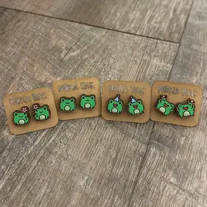 Frog Stud Earrings – Adorable Kawaii Frog Wooden Earrings