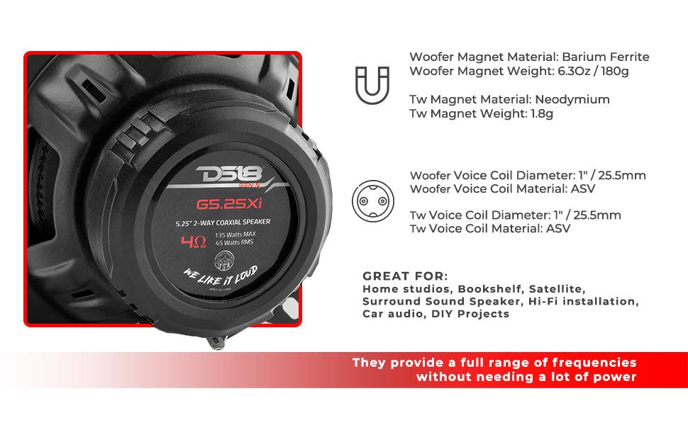 GEN-X 5.25" 2-Way Coaxial Speakers 45 Watts Rms 4-Ohm (G5.25XI)