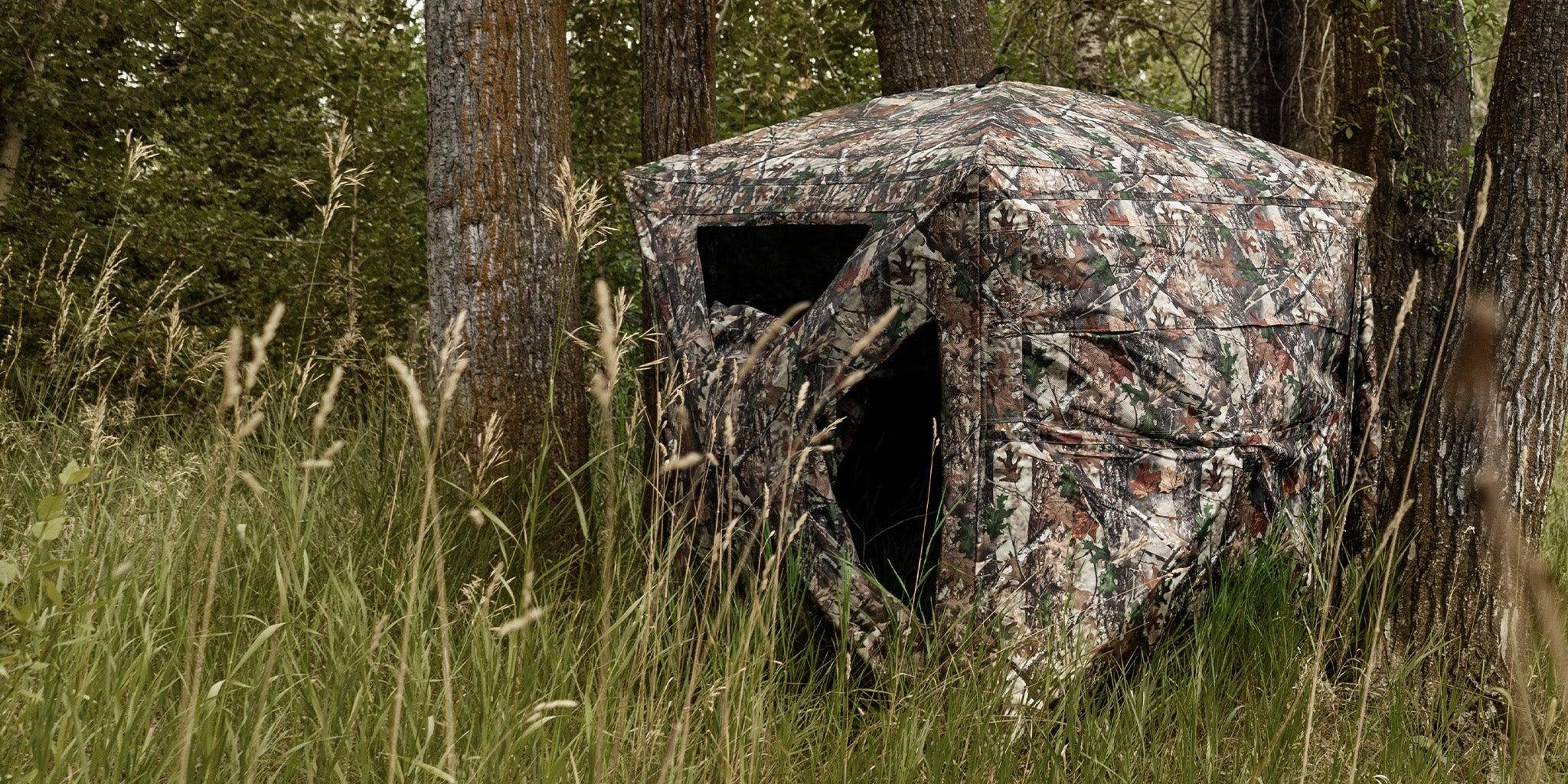 【 Magnetic Door】Tidewe See Through Ground Blind with Magnetic Door Camouflage Fabric 270° Invisible Design with Silent Magnetic Door & Sliding Windows for Deer Hunting 2-3 Person Portable Tent with Large Windows and Tough Metal Hub