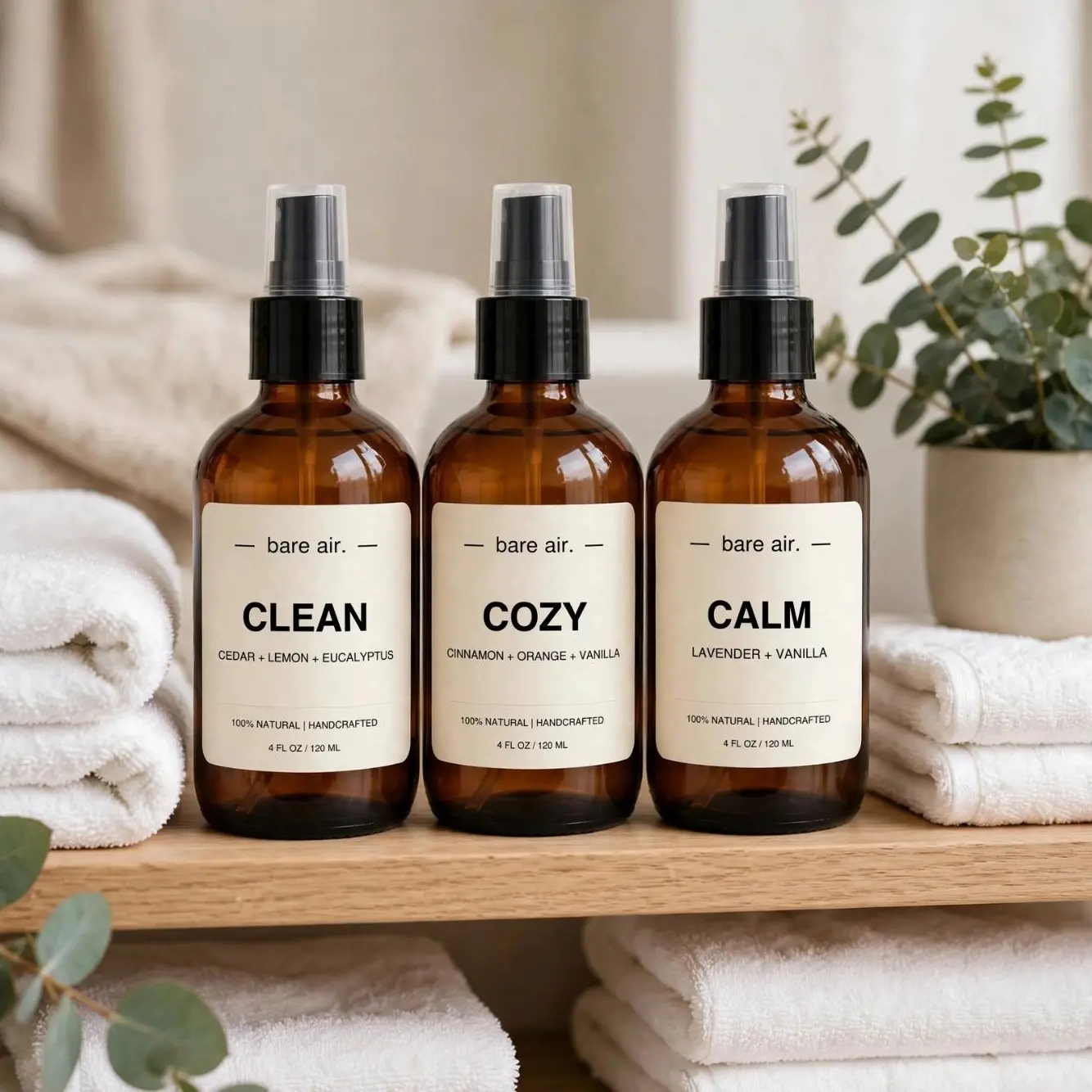 Clean, Cozy & Calm Room Spray Trio - Linen Vanilla Lavender Set