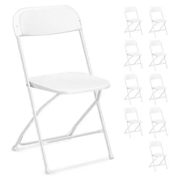 【Summervibes】【Party Exclusive】Ubesgoo 4/6/10 Pack White Black Plastic Folding Chair, Indoor Outdoor Portable Stackable Commercial Seat With Steel Frame 350lb. Capacity For Events Office Wedding Party Picnic Kitchen Dining