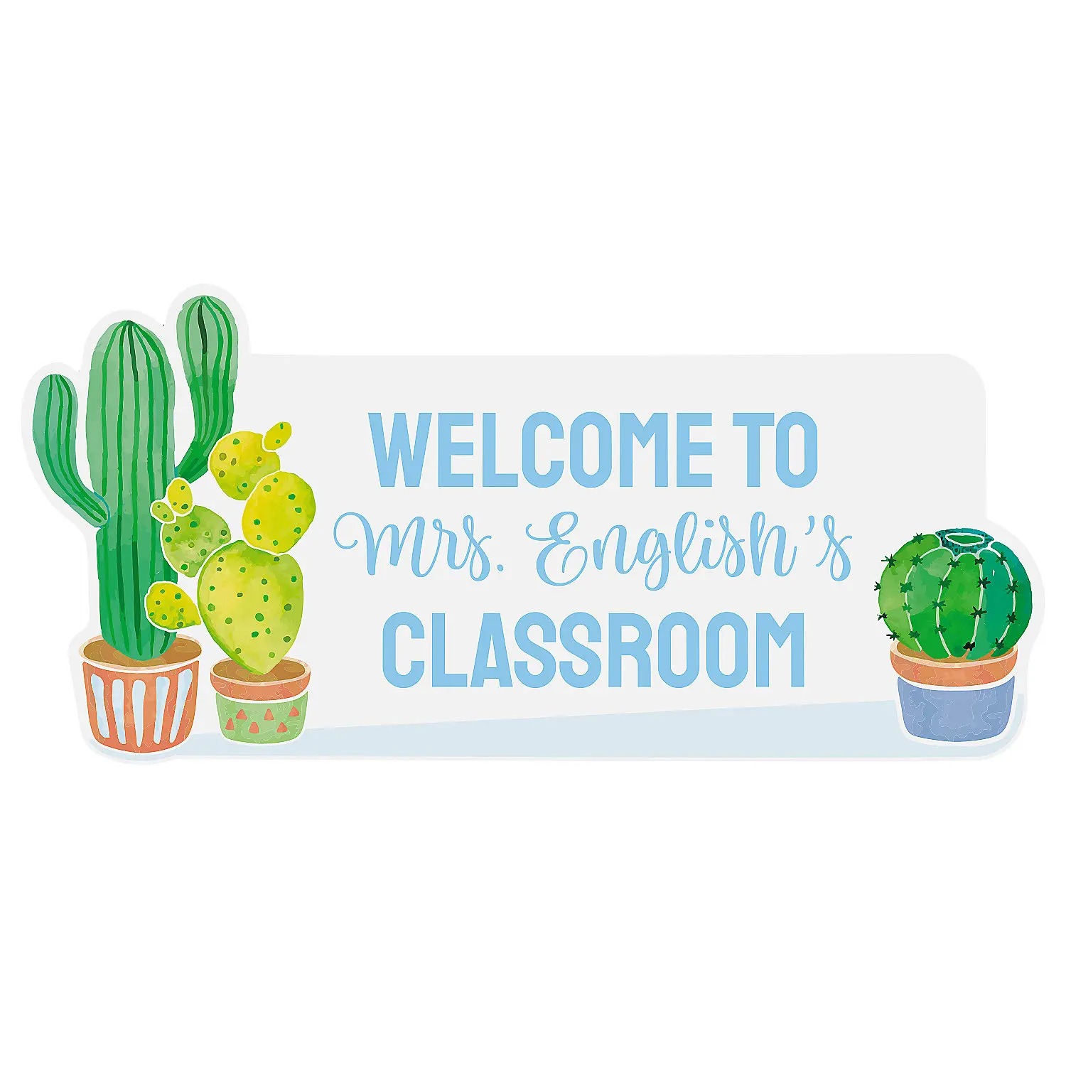Custom Giant Cactus Cardboard Sign - 52x53in Personalized Kids Nursery Signage, Aesthetic Room Decoration, Custom Signs Indoor, Indoor Home Decoration, Customizable Text Lines, Back To School Accent