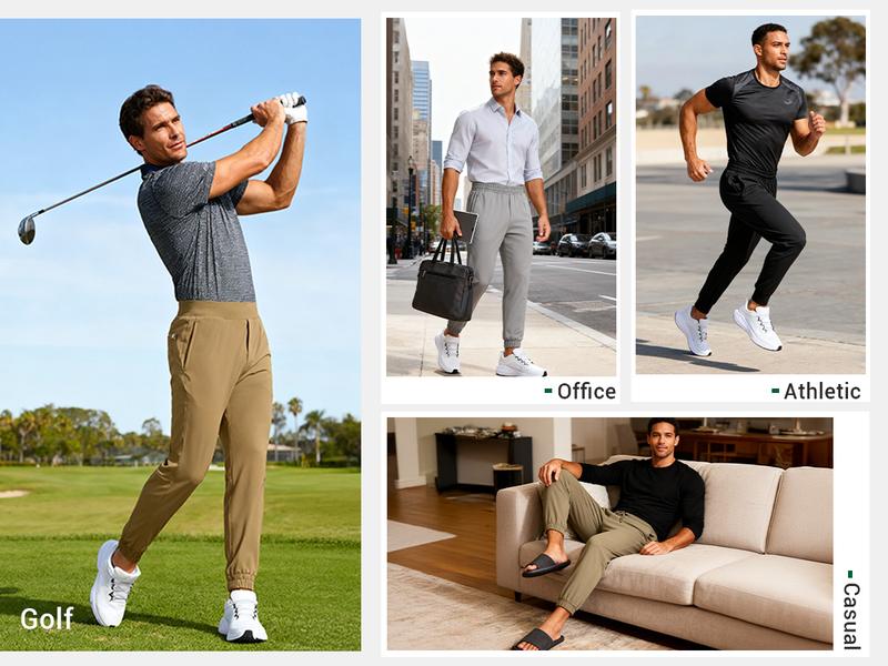 G Gradual Men's Golf Joggers Pants with Zipper Pockets Stretch Sweatpants for Men Slim Fit Track Pants Work Running Workout Clothes