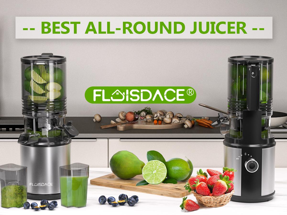 Cold press juicer, 5.3/6.0/6.5 inch wide feed chute juice extractor, with handle, high juice output rate, professional slow stirring type puree machine, suitable for whole vegetables and fruits, easy to clean, suitable for batch juicing.