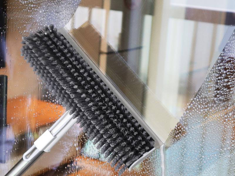 Floor Scrub Brush with Long Handle,3 in 1 Scrape and Heavy-Duty Stiff Bristle Scrubber Brush for Cleaning Shower Bathroom, Patio, Garage, Kitchen, Wall and Deck, Cleaning Supplies for Home,  Essential Items for Home Christmas Gifts