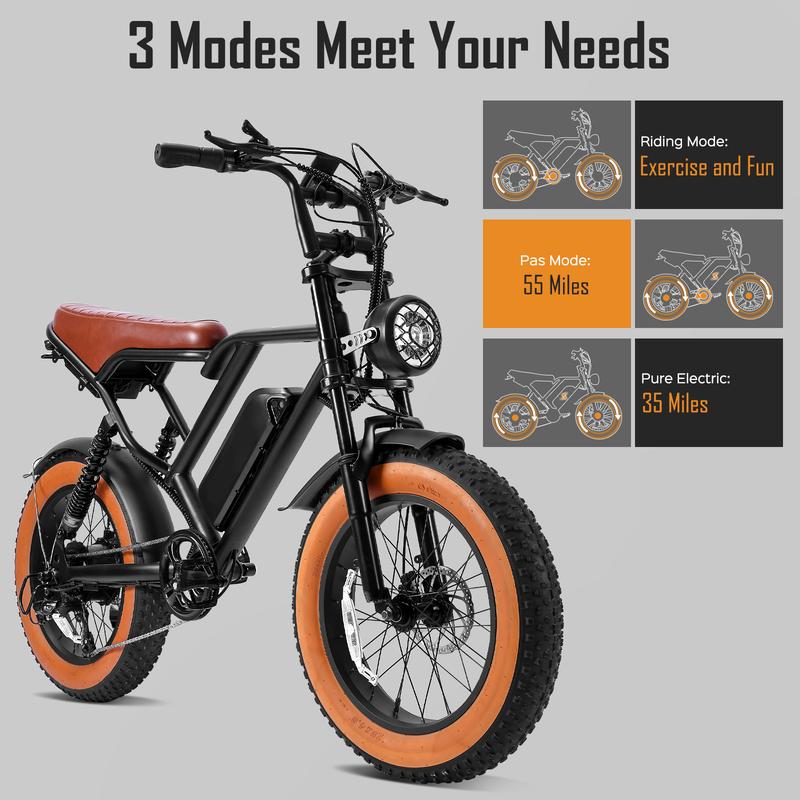 Smart Peak 1500W Ebike 48V 17.5Ah Removable Battery 31MPH 20" Fat Tire Dual Shock Absorber Adults Electric Bike for Mountains Snow Sand Road Folding High-Powered E-Bike electric  bicycles