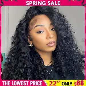 [3 In 1 Half Wigs] 250% Density Glueless Deep Wave Half Wig Human Hair Glueless Wigs Human Hair Deep Curly for Women Drawstring Seamless Flip Headband Wig Beginner Friendly SpringStatements