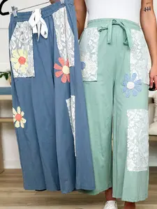 Bohemian Bloom High-Rise Cotton Wide Leg Avery Mae Cropped Bottoms - 2 colors!