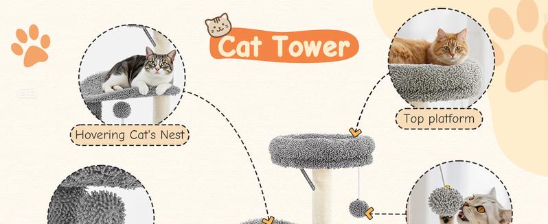 33 Inch-Cat Climbing Shelf,  Indoor Playhouse, Post Cascading Cat Climbing Shelf,Cozy Nest, Durable, Space-Saving Design, Gift for Pet Owners