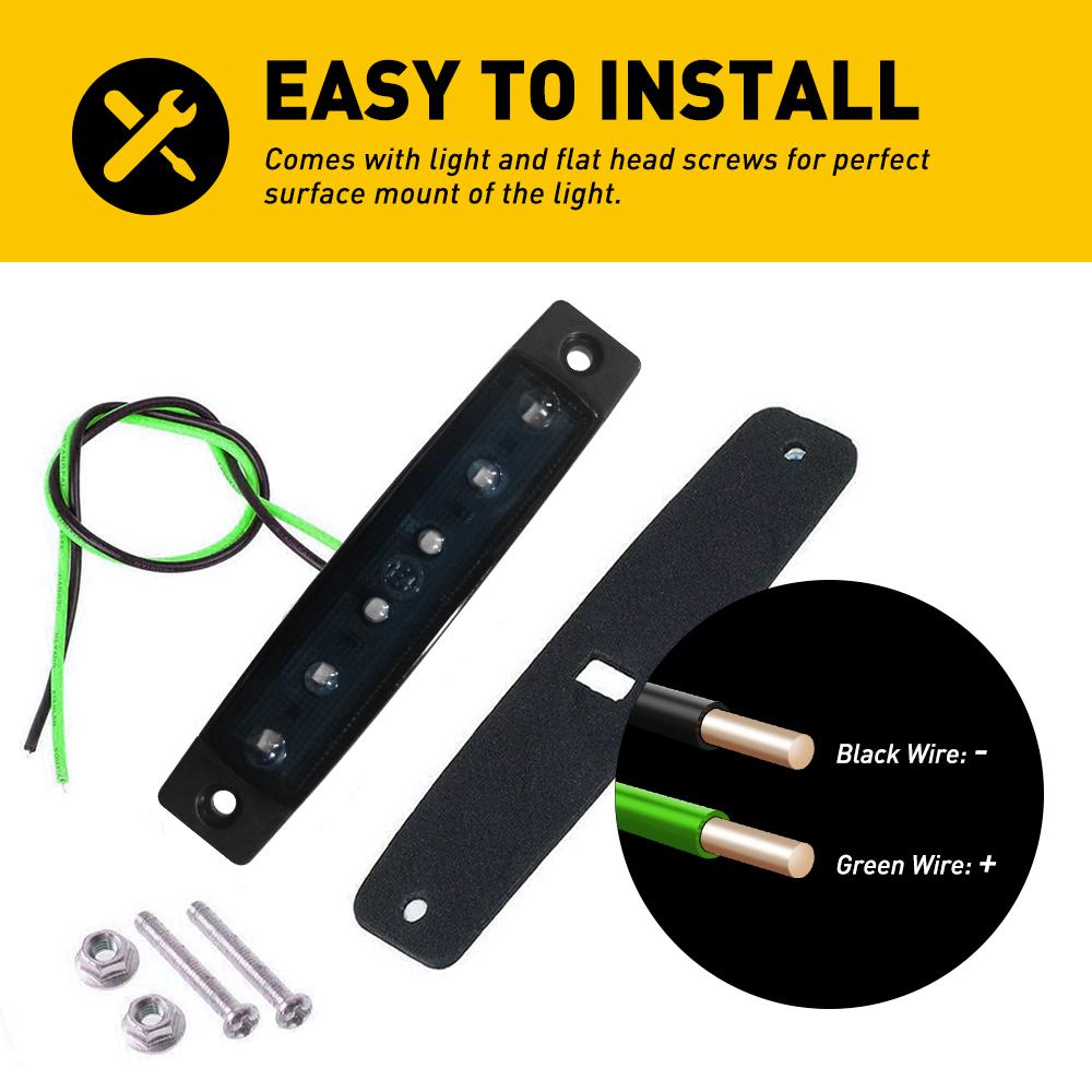 10x 3.8" Smoked Amber/Red/White/Green Side Marker Clearance Lights 6 LED for Truck Trailer