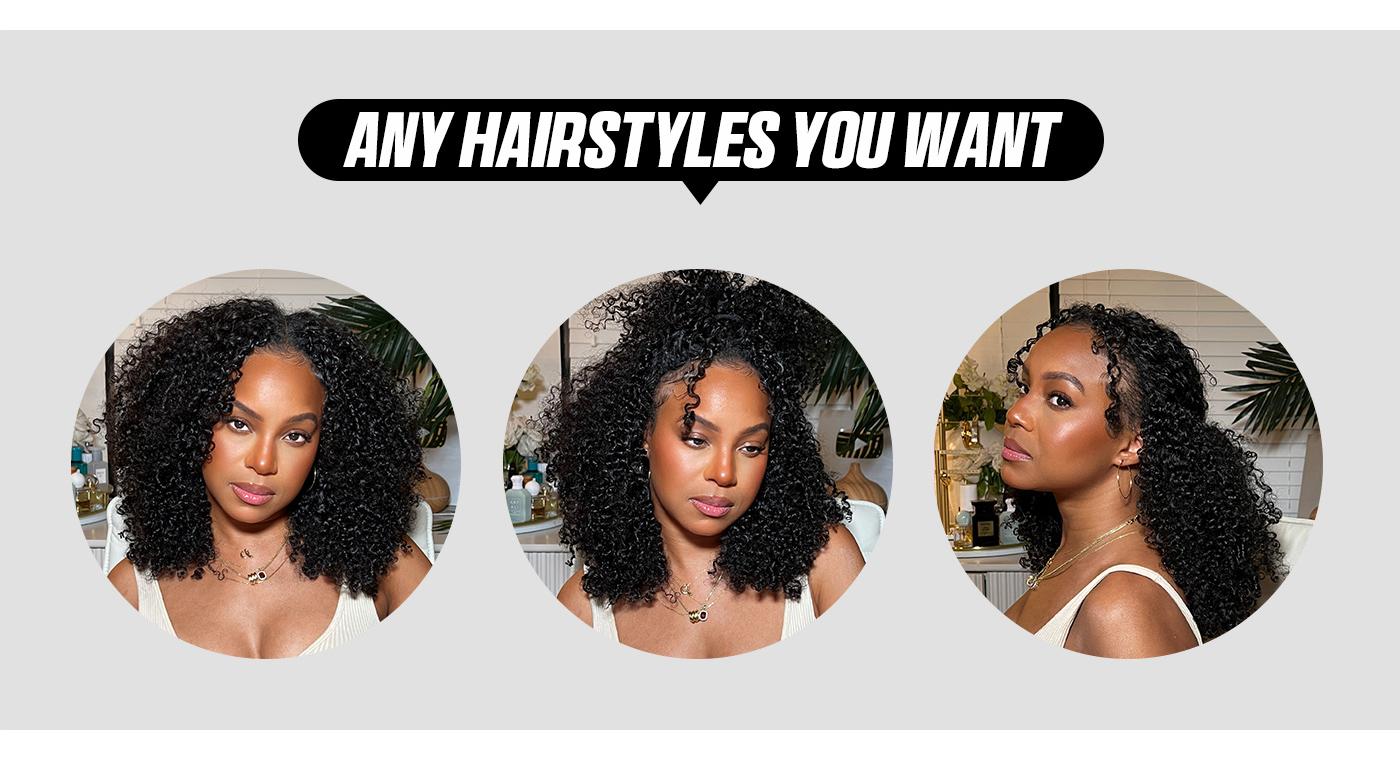 OQ HAIR V Part Wig Human Hair Afro Kinky Curly Wig No Leave Out Thin Part Beginner Friendly