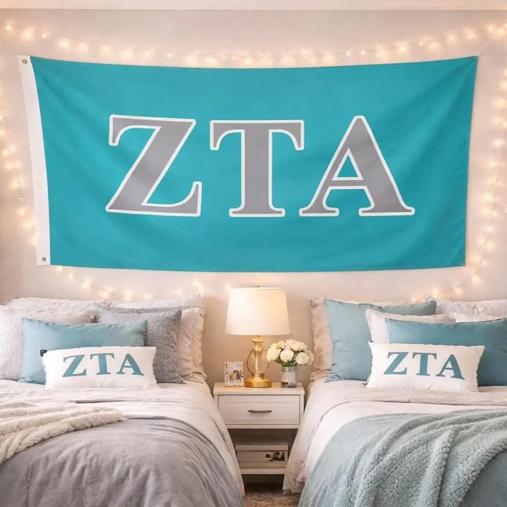 Officially Licensed Zeta Tau Alpha Sorority Flag Banner - 3x5 ft Standard, Bold Logo, All Seasons Indoor/Outdoor Hangable, Flags for Room, Chapter Houses for ZTA Sisters College Events, 3X5 Foot