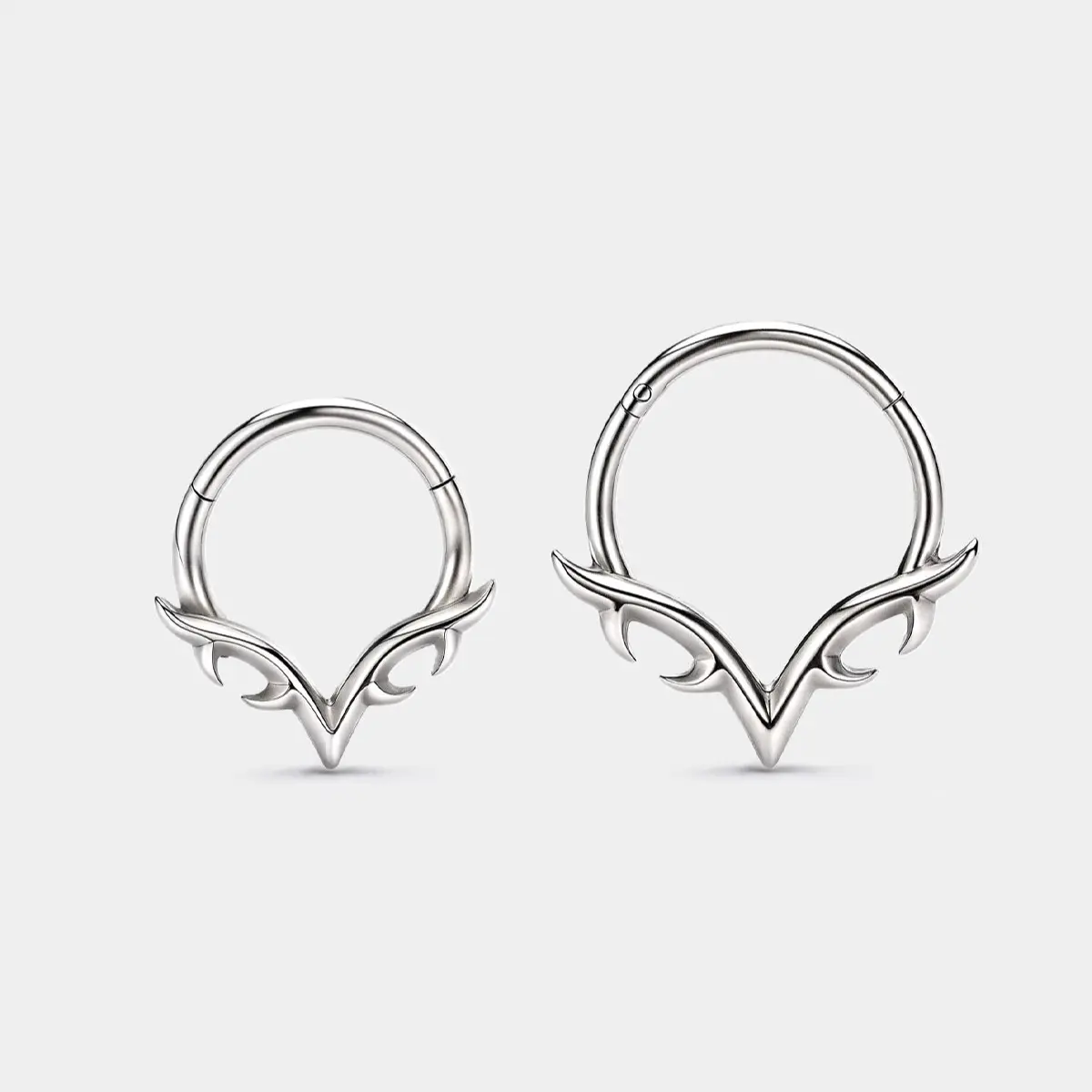 Oufer 16G Stainless Steel Segmented V-Shape Blade Wings Hinged Clicker Septum Ring - Corrosion-Resist Nose Piercing Jewelry for Female Women's Fashion Everyday Wear Body Accessories