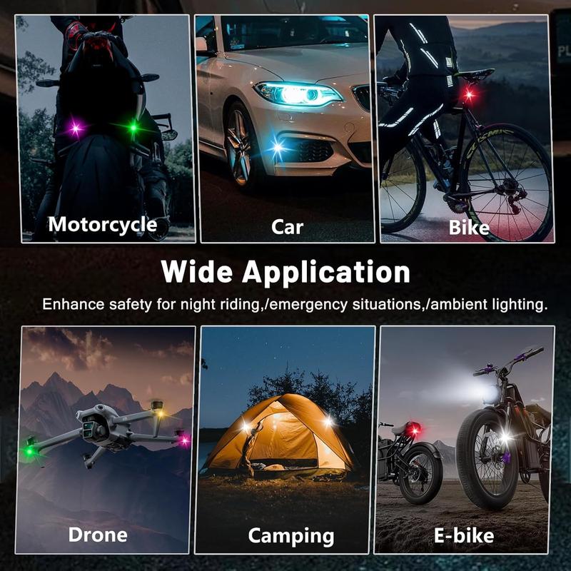 6PCS Wireless Led Strobe Lights with Remote Control 8 Colors USB Rechargeable Waterproof Emergency Lights Rock Light Flashing Light for Car Motorcycle Aircraft Scooter Truck Drone Vehicle