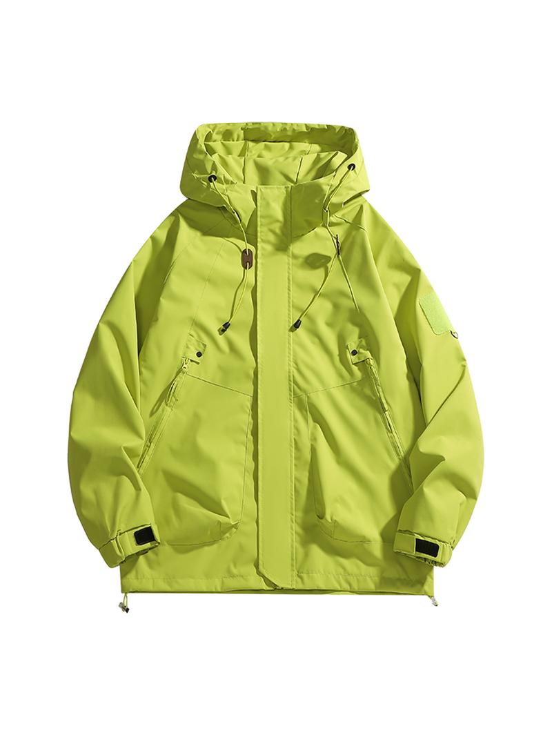 CCCMAI Men's Windbreaker Jacket with Hood Zippered Pockets & Adjustable Drawstrings Regular Fit Spring Fall Outdoor Workwear for Hiking Camping Casual Wear Hiking Gear Functional Design Durable Fabric