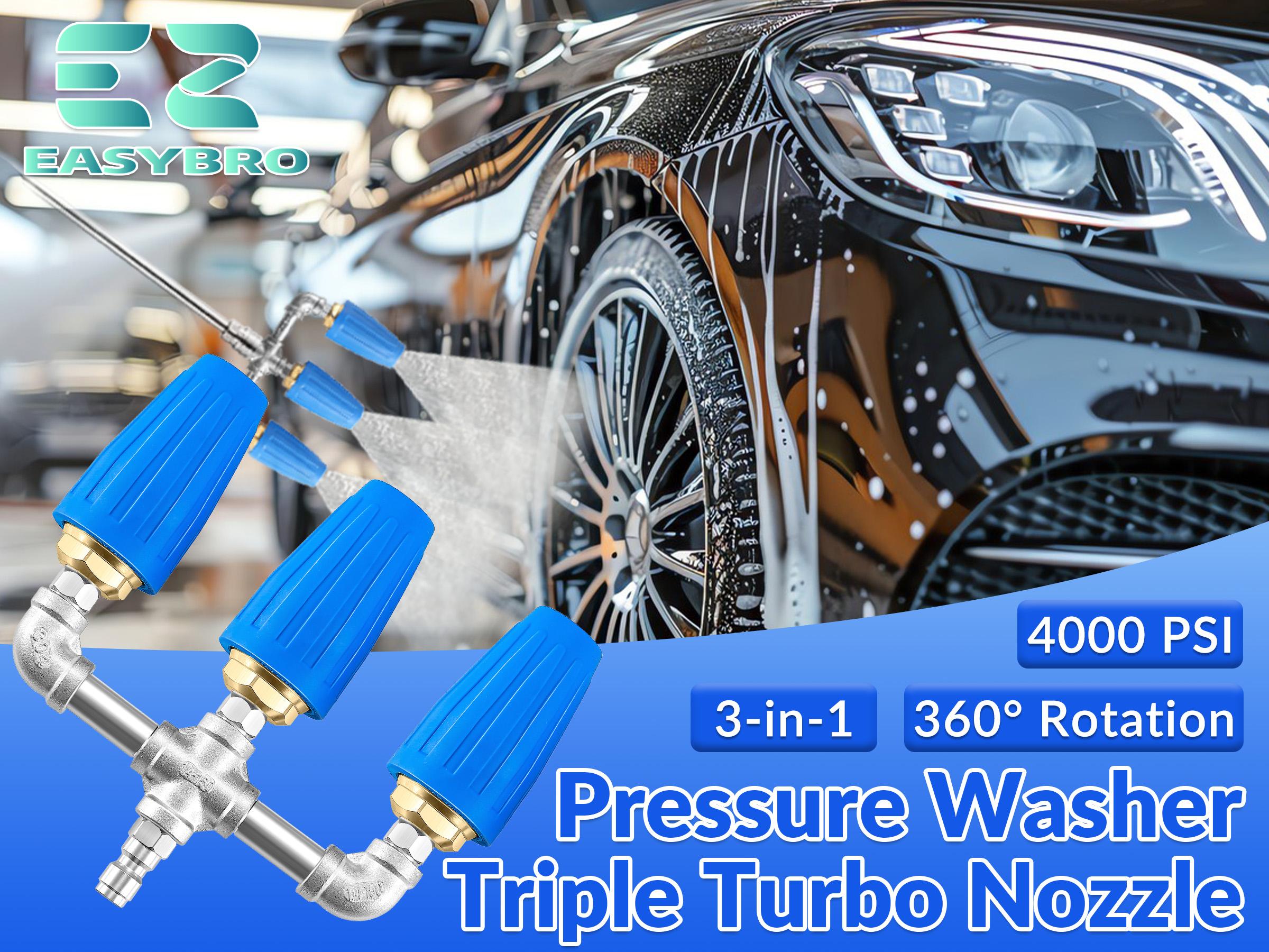 Ridge Washer Dual Turbo Nozzle Pressure Washer 1/4 Quick-Connect with Stainless Steel and Brass Components,2.0 Orifice 3-in-1 Turbo Nozzle,4.0GPM,4000 PSI
