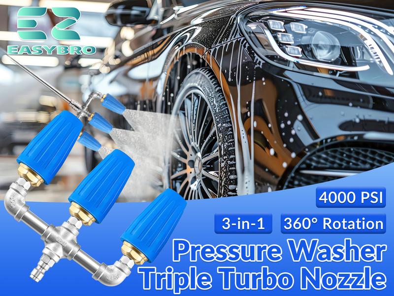 Ridge Washer Dual Turbo Nozzle Pressure Washer 1/4 Quick-Connect with Stainless Steel and Brass Components,2.0 Orifice 3-in-1 Turbo Nozzle,4.0GPM,4000 PSI