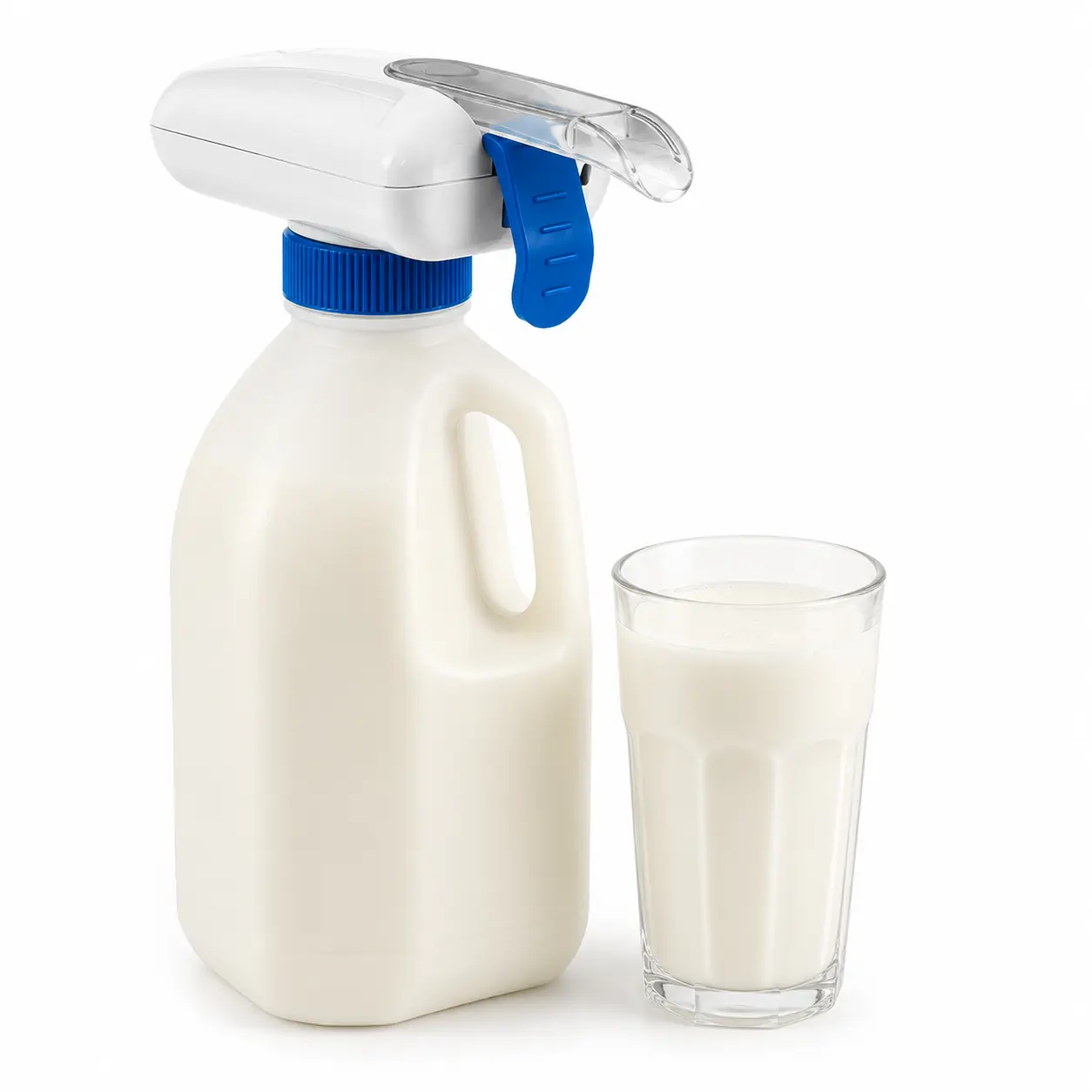 Electric Hands-Free Auto Drink Pump Dispenser for Gal Bottles - Milk Dispenser, No-Spill 1-Touch Beverage Pump for Fridge, Kitchen Organizer Gadget for Family [Mid Year Sale]