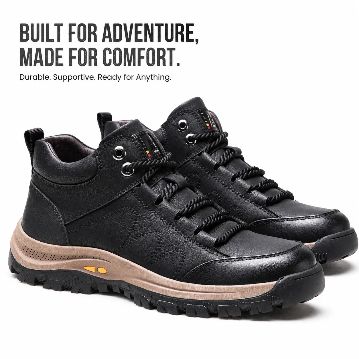 Men's Work Boots Durable Outdoor Comfort Waterproof Hiking Boots with Anti-Skid Supportive Sole, Footwear, Closed, Training, Pu Leather, Synthetic, Walking Shoes