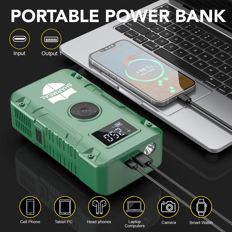 6000A Portable Car Jump Starter with Air Compressor 12VBattery Jump Starter Booster for 10 Gas and up to 9.0LDiesel Vehicles