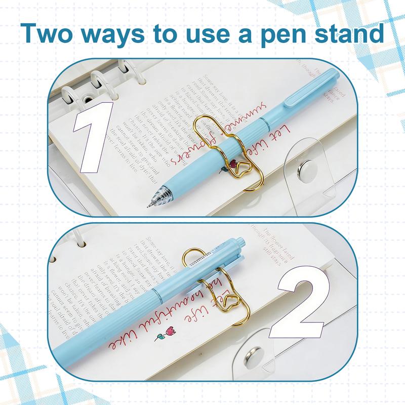 10Pcs Heart Pen Clip,PUKEGM Metal Pencil Clips Multifunctional Rose Gold Silver Carbon Steel Paperclip Portable Large Size Holder for Notebook Book Journal Office School Accessories