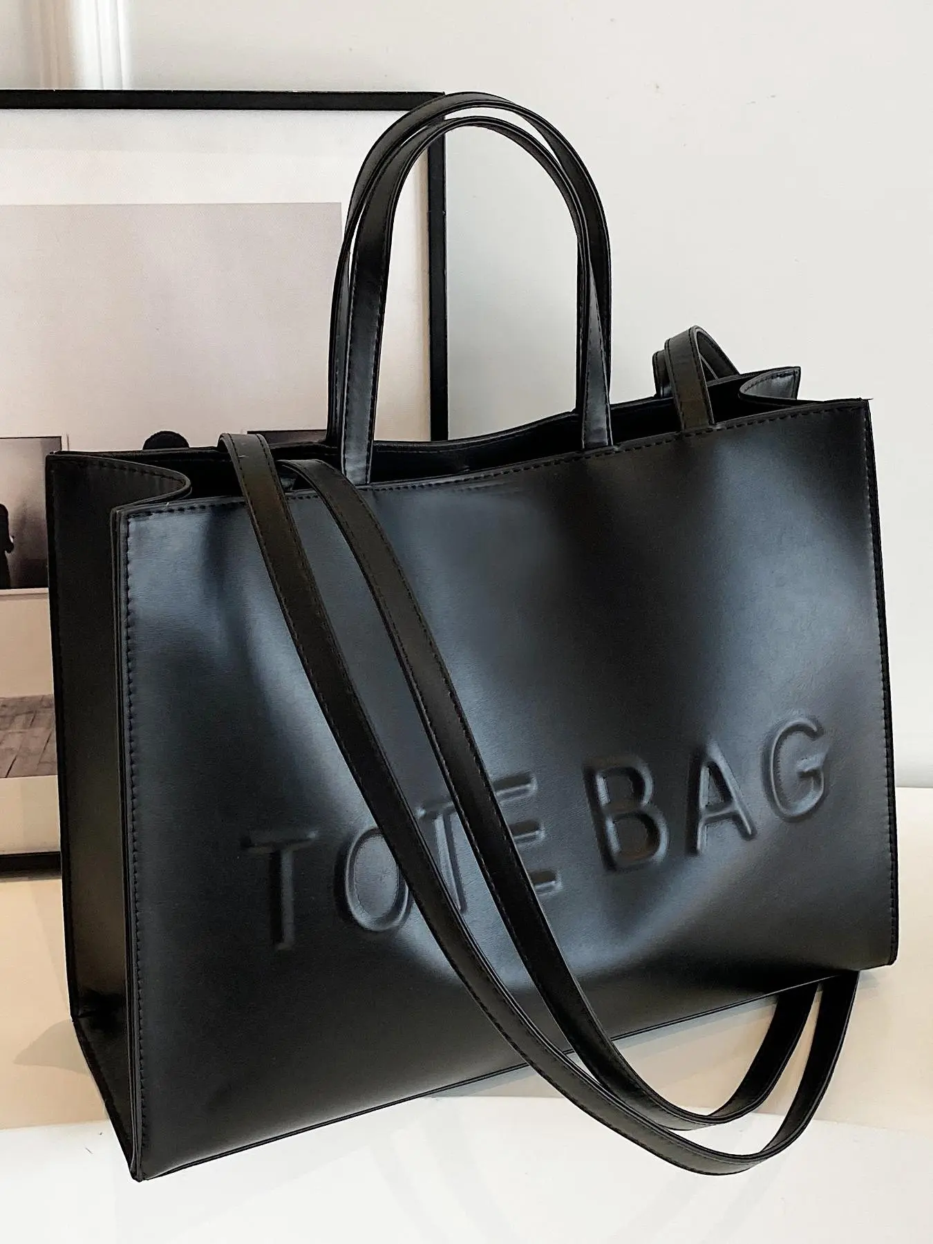 Women's Solid Color Tote Bag, Fashionable Large Capacity Shoulder Bag for Work & Daily Use, Casual Trendy Versatile High-Quality Commuter Tote
