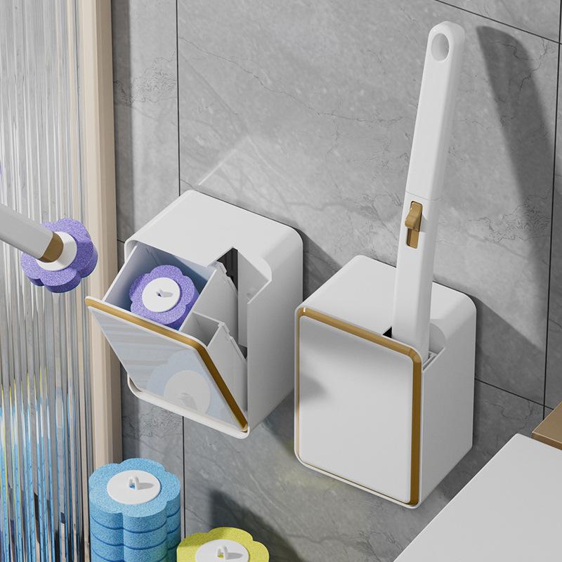 Nifogo Toilet Brush, Wall-Mount Holder & 24PCS Cleaner Refills, Multifunctional Bathroom Cleaning Kit, Works for Toilet Sink Bathtub Drain, Suitable for Basin & Urinal Cleaning