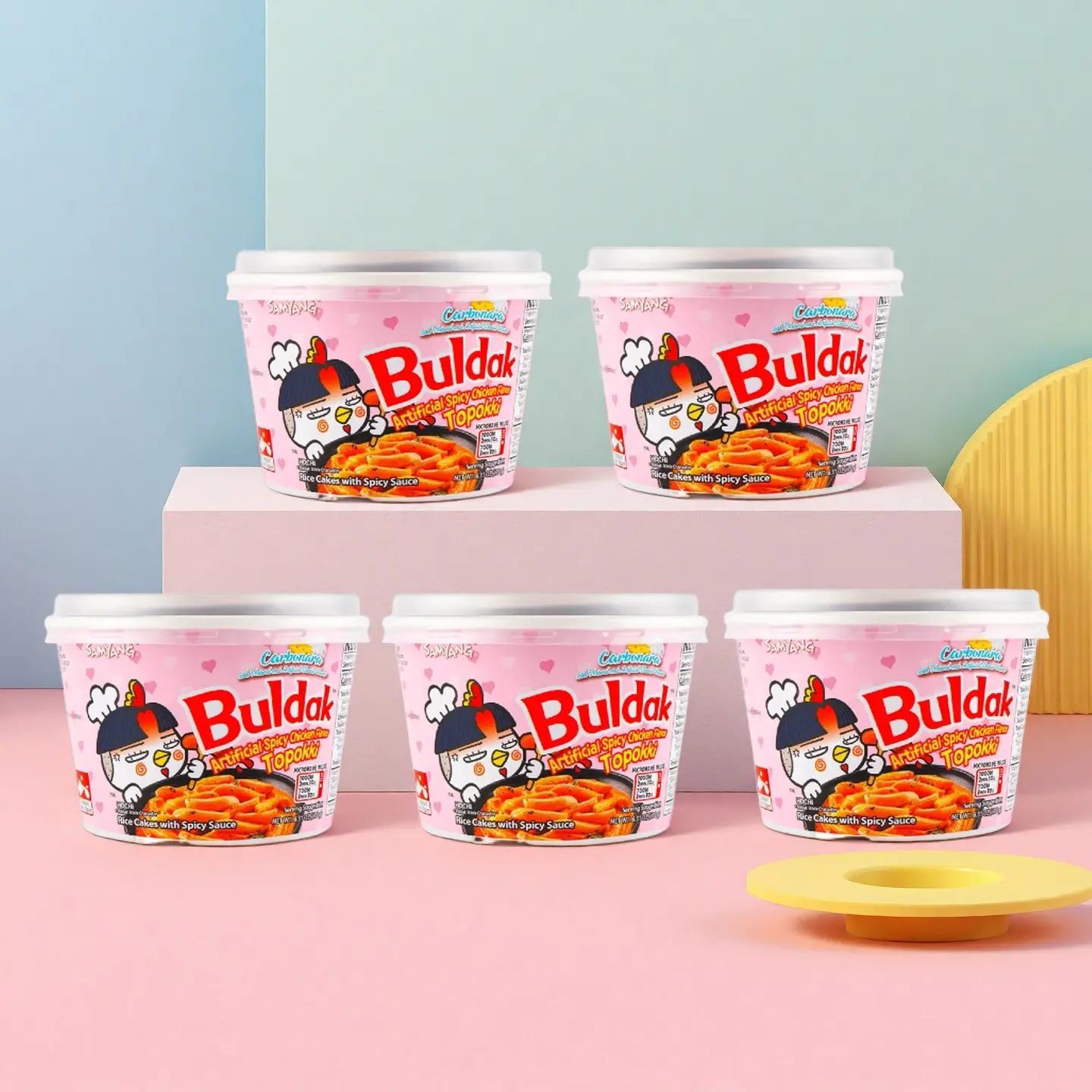 SAMYANG Korean Buldak Carbonara Topokki Spicy Chicken & Cheese Flavor 6.31oz Instant Food Spicy Tteokbokki Rice Cakes 1/3/5 Packs Springtok Fiesta Party Creamy Instant Snacks