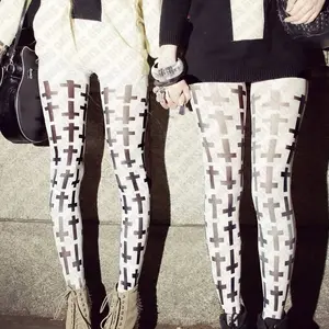 Y2K 2000s Aesthetic Punk Printed Pantyhose Women Kawaii Sweet Lolita Thigh High Emo Pantyhose