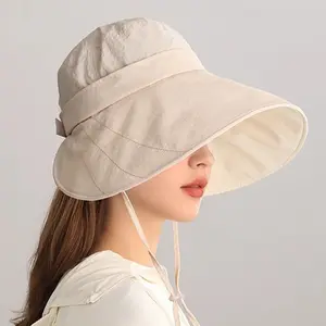 Summer sunscreen hat with extended and enlarged brim, full face protection, can tie hair in a ponytail, sun hat, UV protection hat