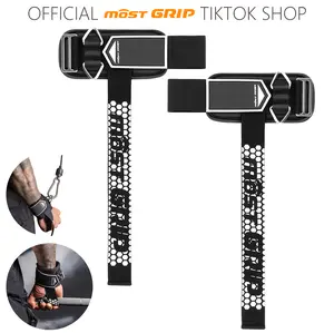 MOST GRIP Drip Glue Non-Slip Wrist Straps for Weightlifting, 2-in-1 Lifting Straps with D Rings for Cable Machine Workout, 10mm Neoprene Padded Wrist Wraps for Weight Lifting Deadlift