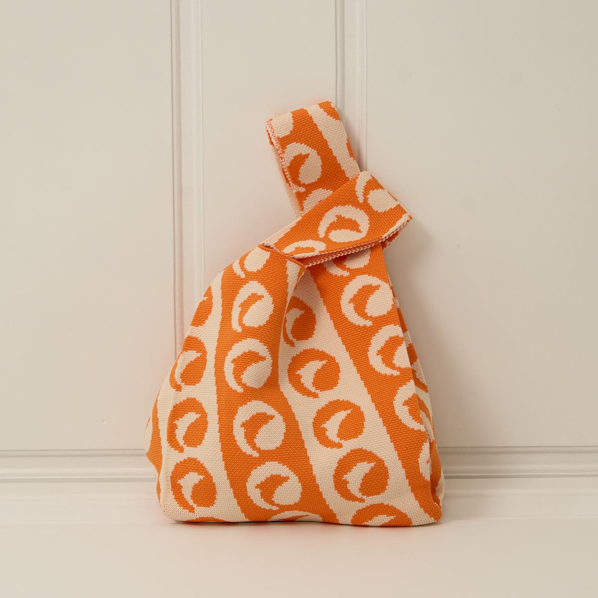 OQQ Women’s Handbag Knit Shopping Tote Bag – Casual  Dolphin Logo Pattern Handbag Small Size Wristlet Bag