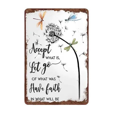 Vintage Dandelion Sign Rustic Aluminum Wall Art 8x12 Inch Inspirational Quote Nature Home Decor Uplifting Message No Electricity Needed Motivational W Decoration