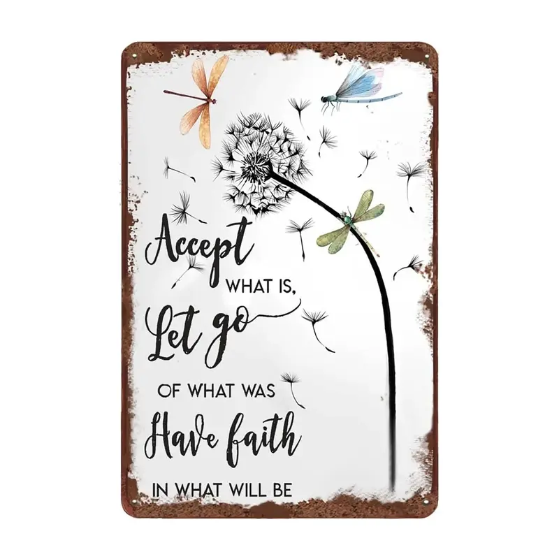 Vintage Dandelion Sign Rustic Aluminum Wall Art 8x12 Inch Inspirational Quote Nature Home Decor Uplifting Message No Electricity Needed Motivational W Decoration