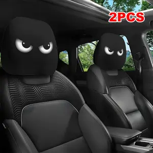 2PCS Funny Cartoon Eyes Car Headrest Covers – Slanted Eyes Seat Headrest Protectors for Car Interior Decoration