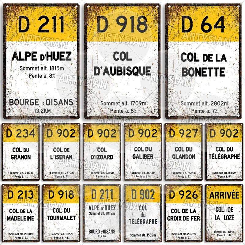 Support customization based on provided images Tour de France Cycling Metal Sign Landmark Plaque ALPE d'HUEZ Col D'Aubisque Col du Granon Peyresourde d'IZOARD l'ISERAN BONETTE