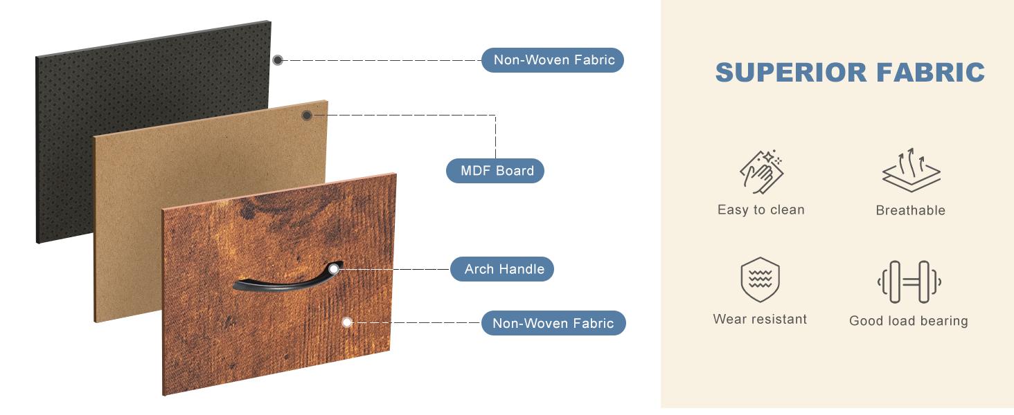 Sweet Furniture Nightstand with 2 Fabric Dresser, Side Table, End Table, Bedside Table, Night Stands, Small Nightstand,Bedroom Furniture