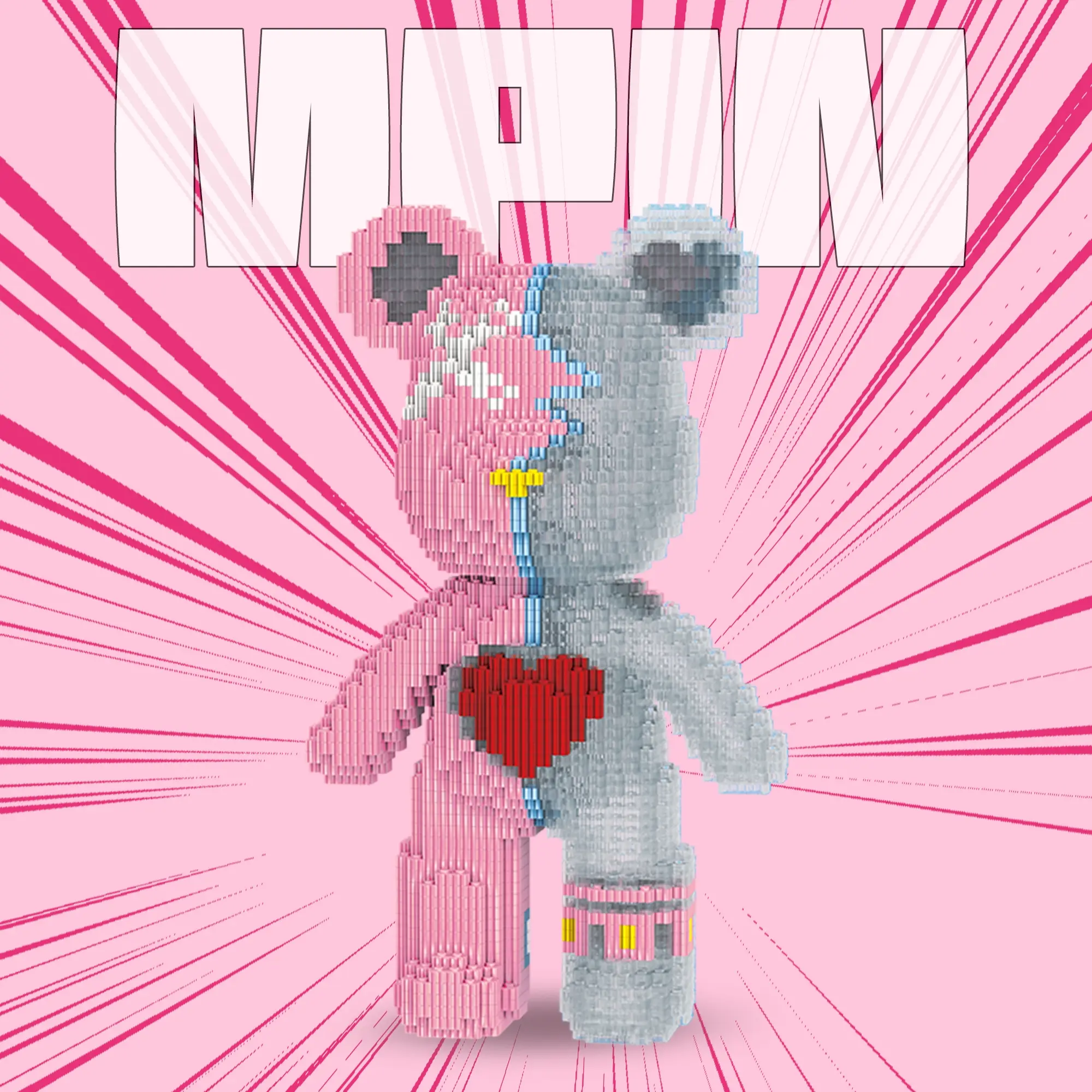 2900 Pieces Creative Bear Building Blocks Set, DIY Building Model, 32cm High Heartfelt Love Bear Figure, Unisex Gift Toy, Home Decor Decoration